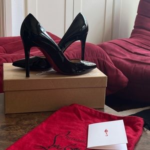 Christian Louboutin Black Patent Leather Pigalle 100 Heels size 40.5